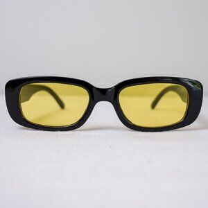 y2k rectangle retro style Black Frame, Yellow Lens frame sunglasses